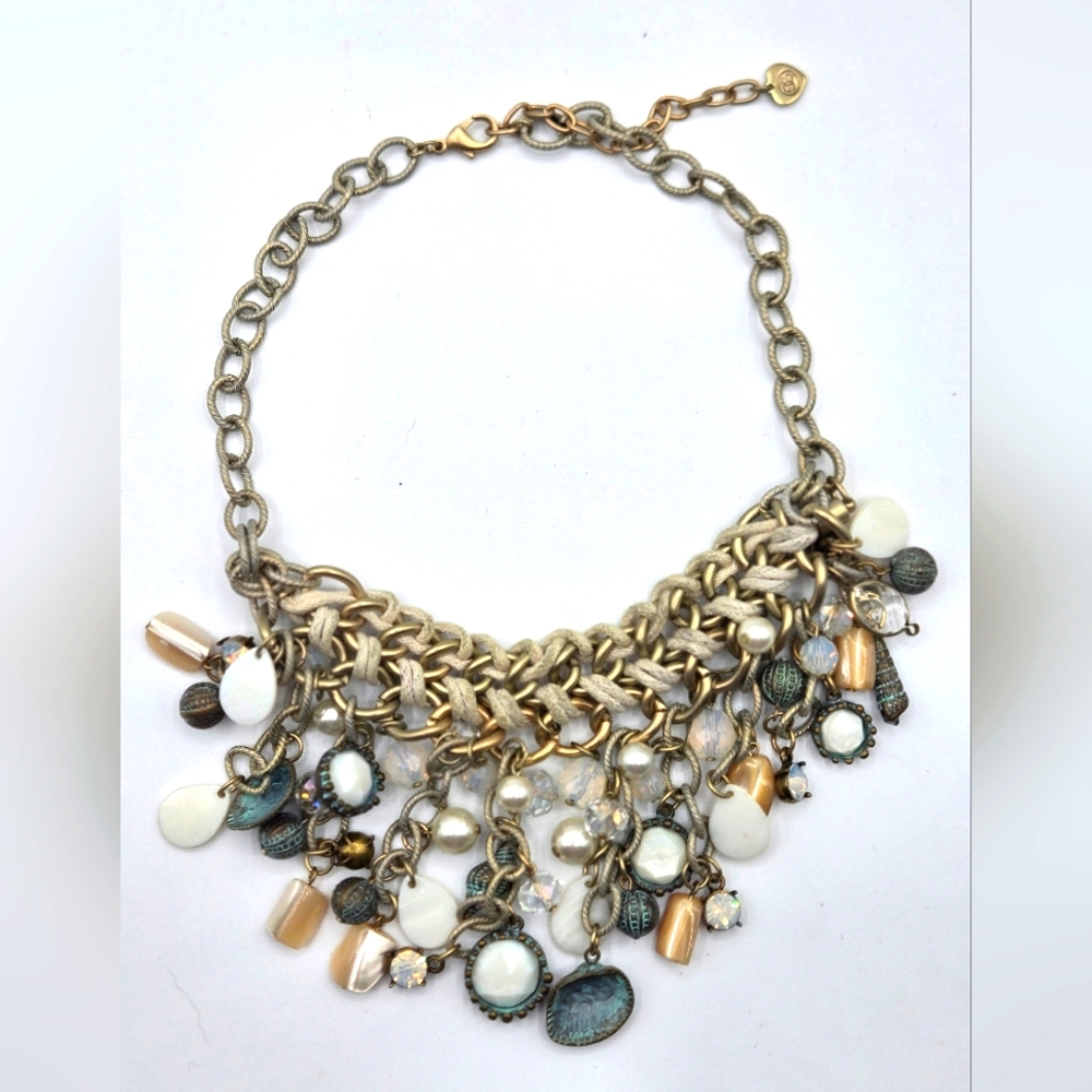 GIVENCHY Vintage Nautical Statement Necklace Auroa Borealis Gold Tone - Picture 9 of 11